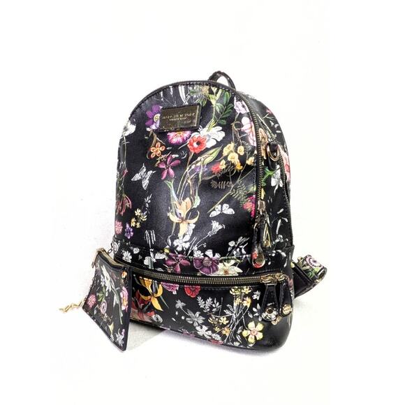Marc New York Andrew Marc Floral Print Backpack with Matching Pouch – Black - Picture 1 of 9